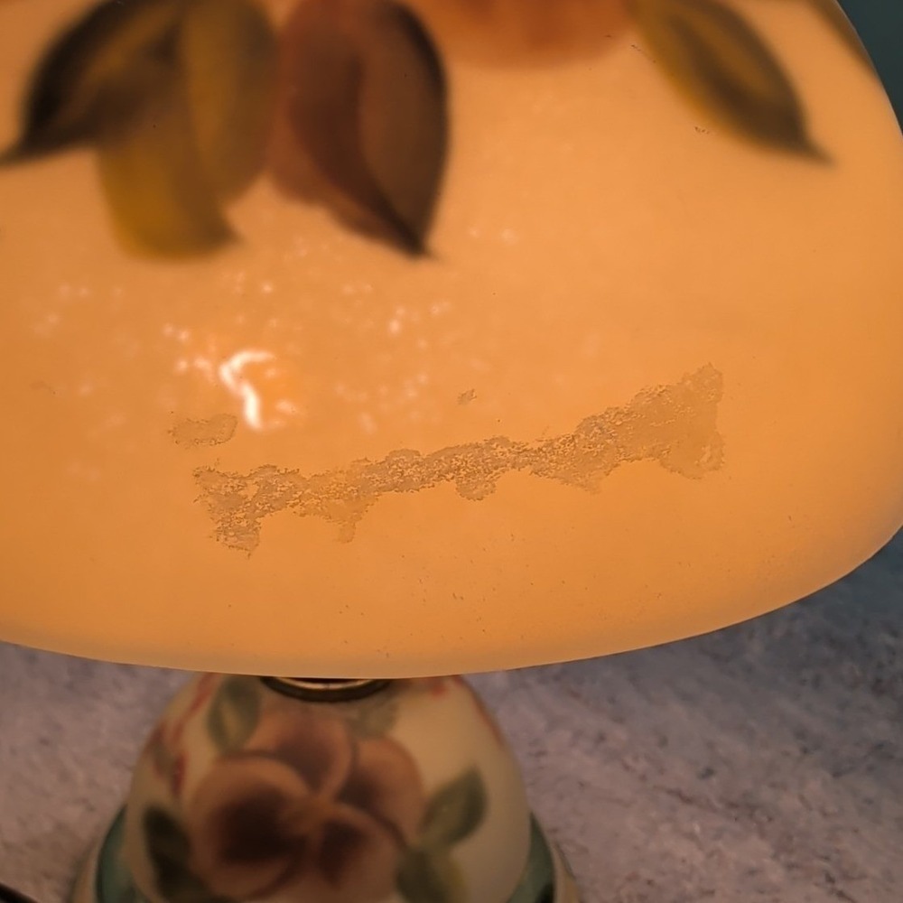 Reverse Painted Accent Table Lamp Floral Garden Touch Sensitive 4 Level 12" X 8" - Picture 4 of 9